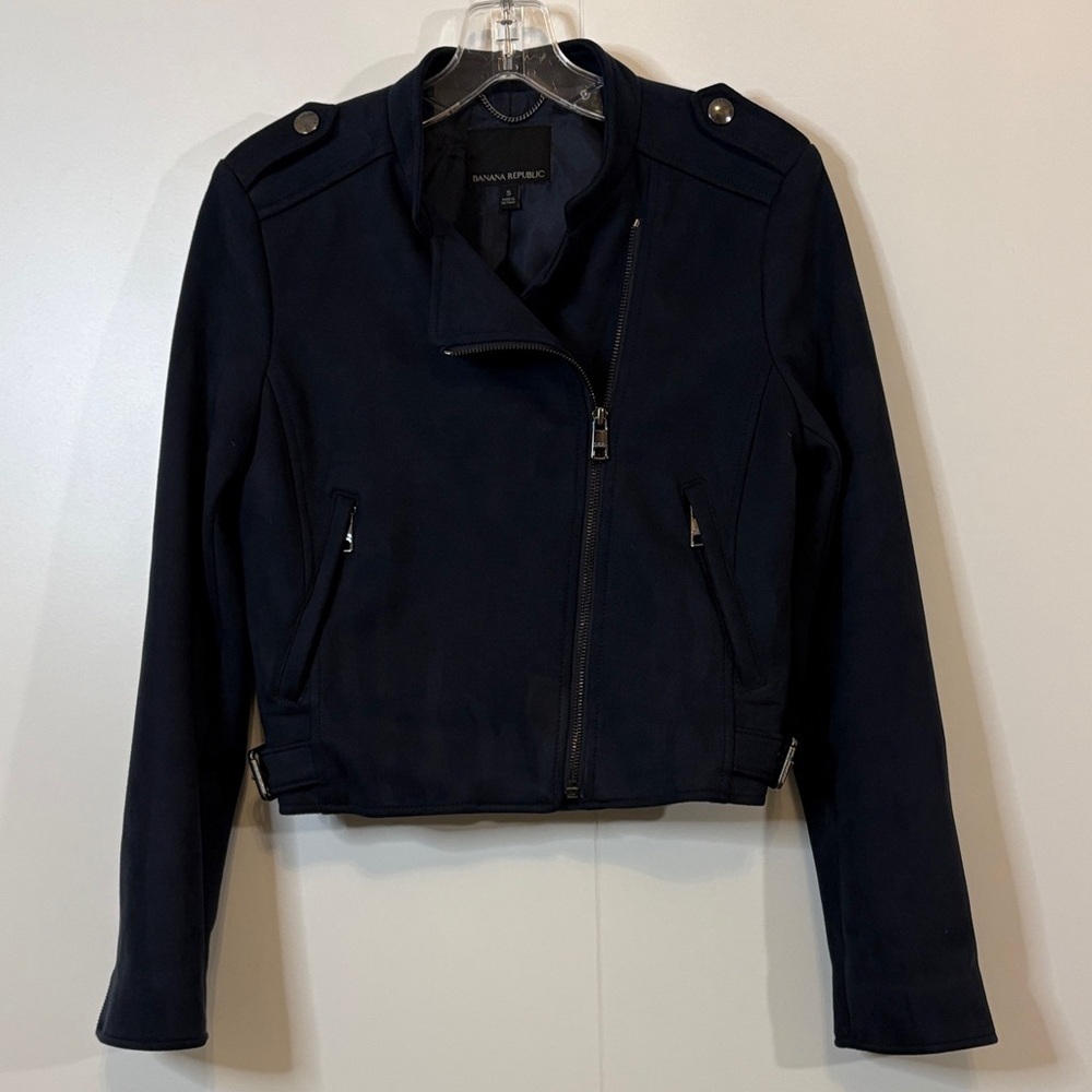 Banana Republic Navy Vegan Suede Moto Jacket size S
